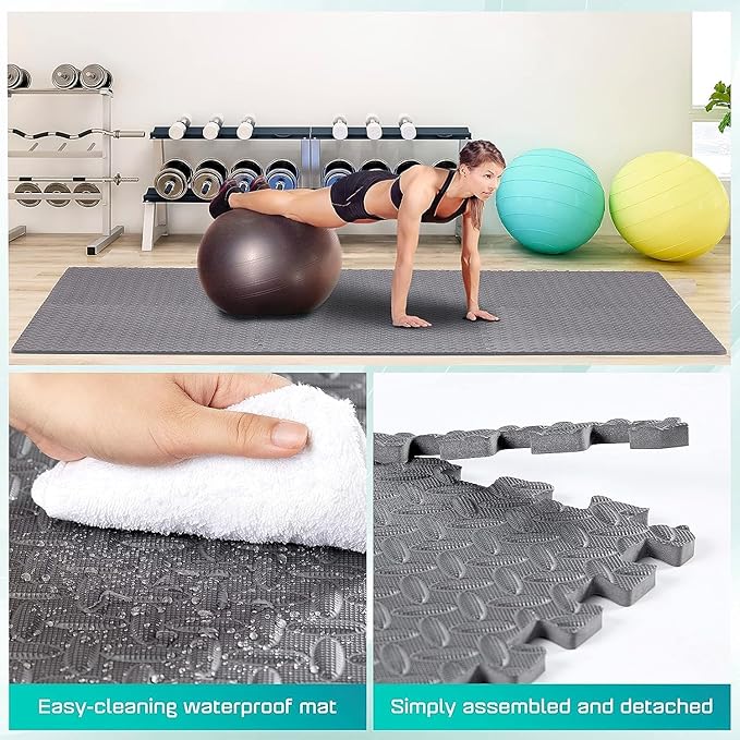 Yes4All 24SQFT-120SQFT Puzzle Exercise Mat for Home Gym