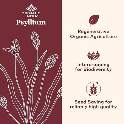 ORGANIC INDIA Psyllium Husk Capsules - Fiber Supplement, Healthy Elimination - Vegan, Keto Friendly, Gluten-Free, USDA Certified Organic, Non-GMO, Soluble & Insoluble Fiber Source - 180 Count