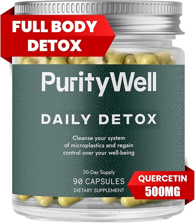 Full Body Detox and Cleanse Supplement with Quercetin 500mg, Vitamin C & L-Cysteine for Lung Health, Liver Support and Gut Cleanse - Alternative to Heavy Metal Detox Pills - 90 Capsules