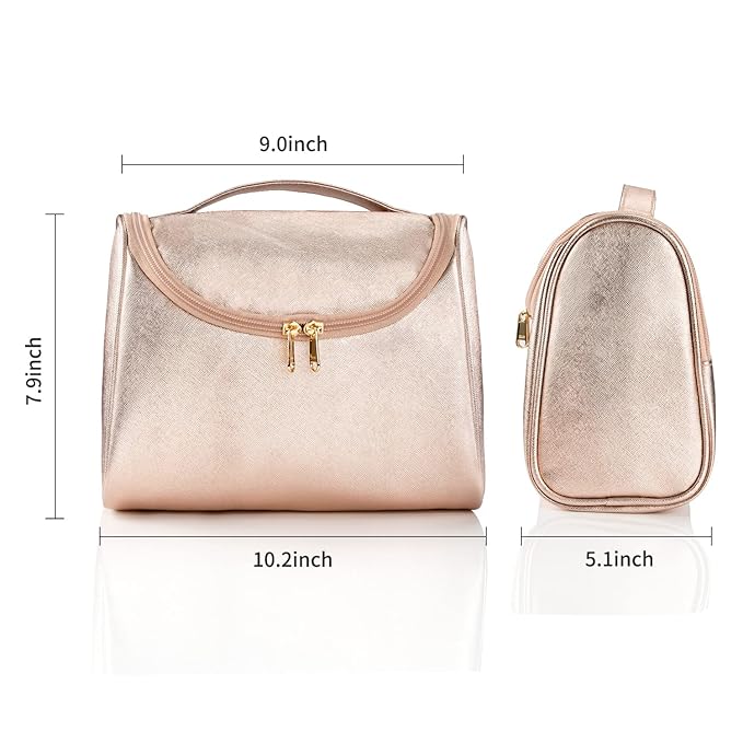 Ethereal Travel Makeup Bag, Rose Gold Makeup Bag for Women Portable Makeup Organizer Bag Large Capacity Toiletry Bag for Travel Accessories
