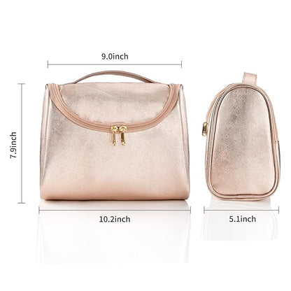 Ethereal Travel Makeup Bag, Rose Gold Makeup Bag for Women Portable Makeup Organizer Bag Large Capacity Toiletry Bag for Travel Accessories