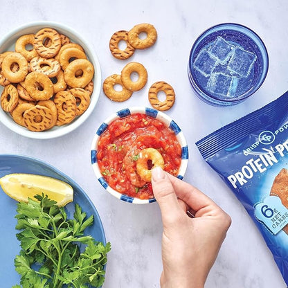 Crisp Power High Protein Pretzel Crisps - 6 Pack x 1.75 oz Crunchy & Flavorful Plant-Based Snack. No Sugar, 28g Protein Per Pack in 3 Savory Flavors, Vegan, Keto Friendly, Non-GMO, Kosher Non-Dairy (1.75 Ounce (Pack of 24), Sea Salt)