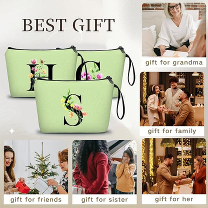 SEAMOON Women Birthday Unique Bride to be Bridal Shower Initial Gifts for Mom Sister Friend Her Teacher Aunt Makeup Cosmetic Bag with Mirror Mothers Day Christmas Graduation S
