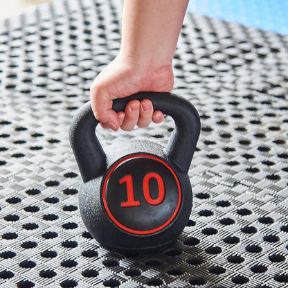 Wide Grip 3-Piece Kettlebell Exercise Fitness Weight Set, Include 5 lbs, 10 lbs, 15 lbs and 20 lbs, Set of 3 or Set of 4