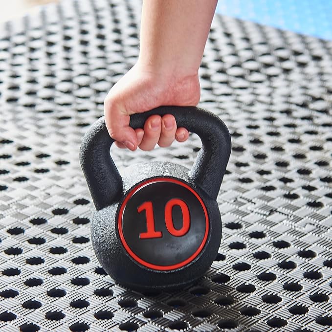Signature Fitness Wide Grip 3-Piece Kettlebell Exercise Fitness 5 lbs, 10 lbs, 15 lbs 20 lbs, 3 or 4