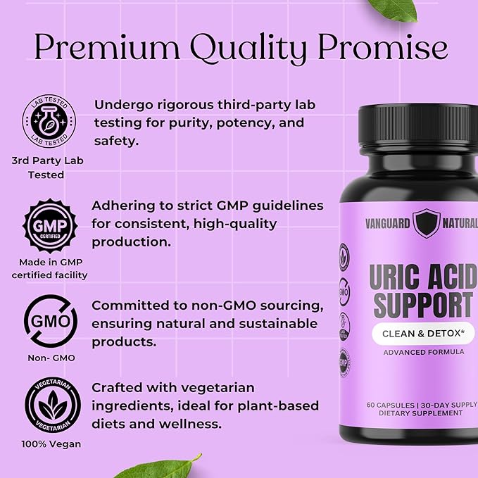 Uric Acid Support Advanced Formula- Clean and Detox - with Tart Cherry, Celery, Bromelain, Tumeric - Balances Uric Acid Levels and Support Joint Health - Non GMO - 60 Veggie Capsules