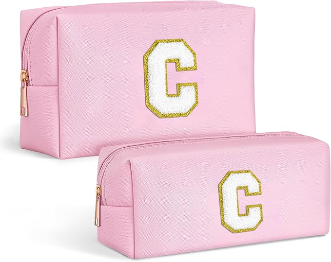 TOPEAST Gifts for Women Girls, Travel Makeup Bag With Zipper, 2 PCS Makeup Pouch Makeup Organizer Bag Personalized Gifts Idea For Women Her Mom Best Friend Sister Teacher Bridesmaid, Pink C