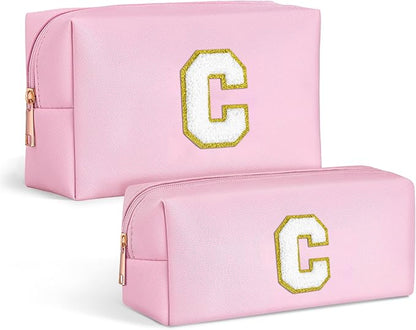 TOPEAST Gifts for Women Girls, Travel Makeup Bag With Zipper, 2 PCS Makeup Pouch Makeup Organizer Bag Personalized Gifts Idea For Women Her Mom Best Friend Sister Teacher Bridesmaid, Pink C