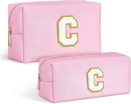 TOPEAST Gifts for Women Girls, Travel Makeup Bag With Zipper, 2 PCS Makeup Pouch Makeup Organizer Bag Personalized Gifts Idea For Women Her Mom Best Friend Sister Teacher Bridesmaid, Pink C