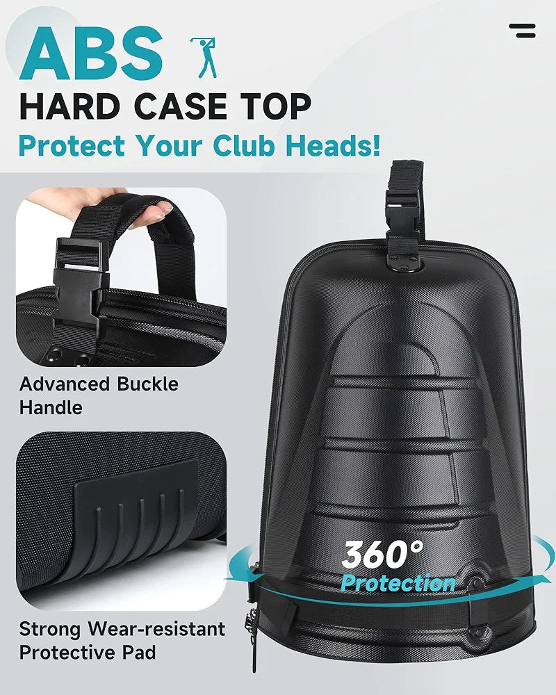 findway Golf Travel Bags for Airlines with Wheels and ABS Hard Case Top, Protect Your Clubs, Waterproof 1680D Oxford Fabric and Oversize Tank Wheels, Lightweight and Easy to Maneuver