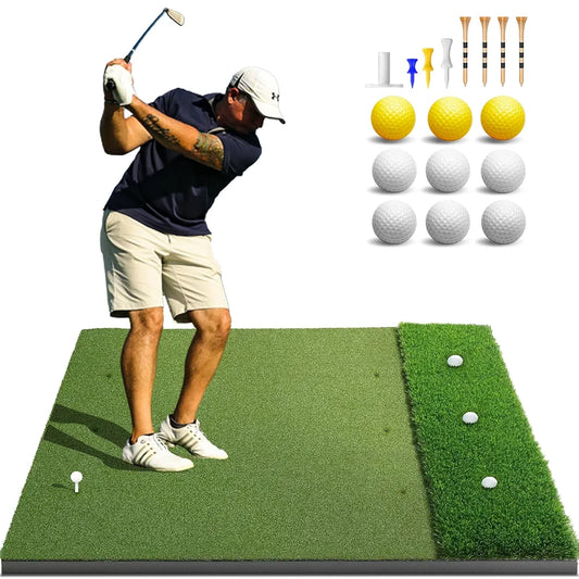Thickened Dual-Turf Golf Mat: 5x4ft 31mm/21mm Heavy-Duty Golf Hitting Mats Practice Outdoor/Indoor, Elite Dense Artificial Turf Matt Training Aid for Backyard/Garage/Driving Range/Simulators