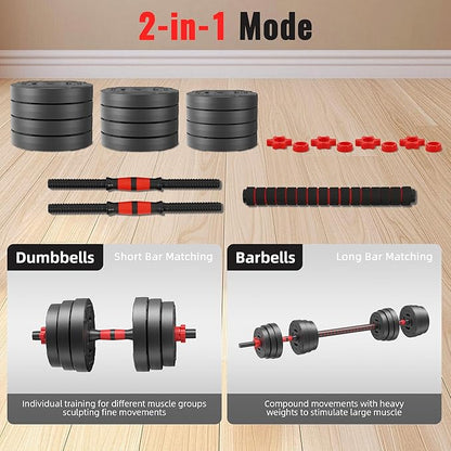 Multi-Functional Portable Changeable Dumbbell and Barbell Kettlebell Set with Adjustable Weights, Multiple Styles, 40LBS or 60LBS Sets