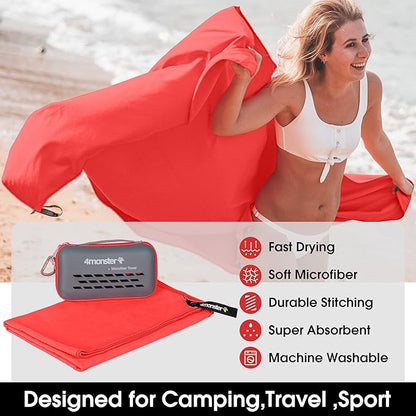 4Monster Camping Towels Super Absorbent (71.00" x 35.00", Red)