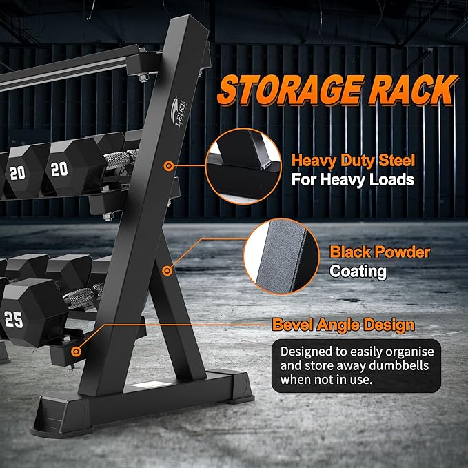 Leikefitness Dumbbell Rack 3 Tier Heavy Weight Organizer Dumbbell Storage Stand Holder 1100lbs Capacity Quick Assembly Dumbbell Weight Storage Rack For Home Gym, Black (Rack Only)