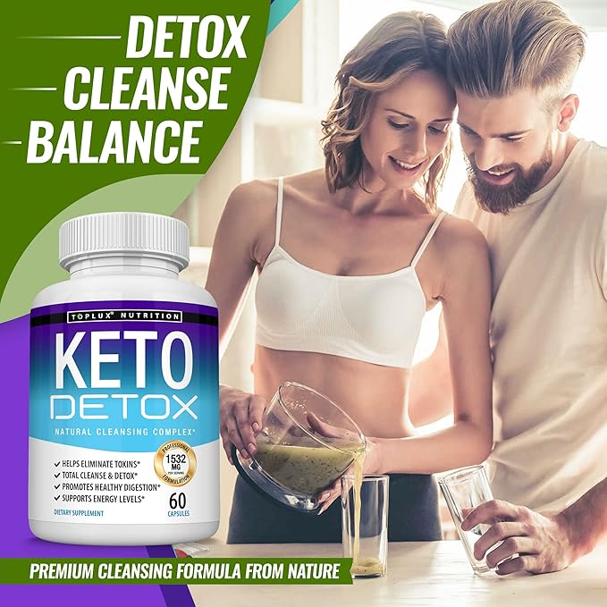 Toplux Keto Detox Pills Advanced Cleansing Extract – 1532 Mg Natural Acai Colon Cleanser Formula, Flush Toxins & Excess Waste, for Men Women, 60 Capsules, Supplement
