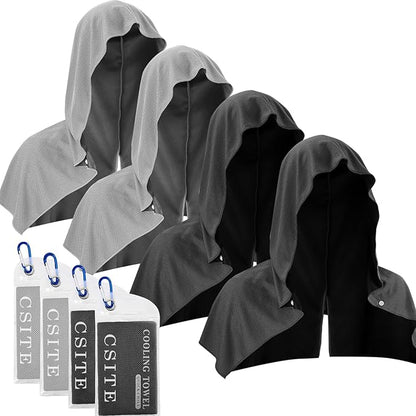 4 Pack Cooling Hoodie Towels for Neck and Face 50 Sun