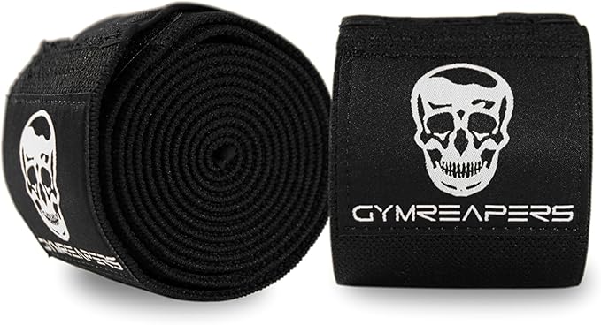 Gymreapers Knee Wraps for Squats and Powerlifting 72 Inch Compression Wraps with Strap for Men & Women Weightlifting Support