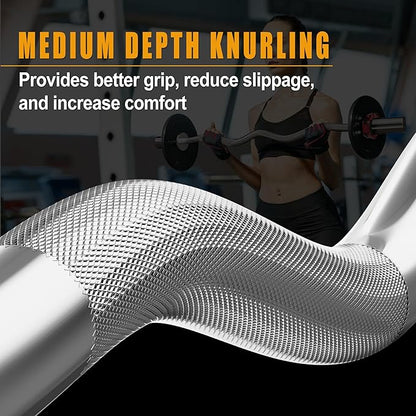Olympic Barbell EZ Bar Curl Bar 4ft/5ft/7ft 2 Inch (300lb/330lb/400lb/700lb/1000lb/1500lb)