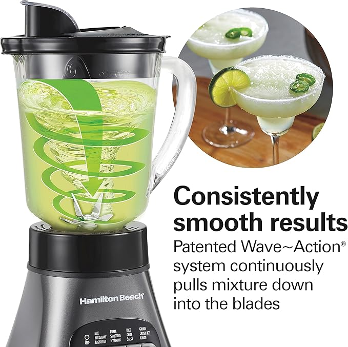 Hamilton Beach Blender and Food Processor Combo – 40oz Glass Jar, Portable Travel Cup, 3-Cup Electric Food Chopper, 700W – Gray/Black (58163)