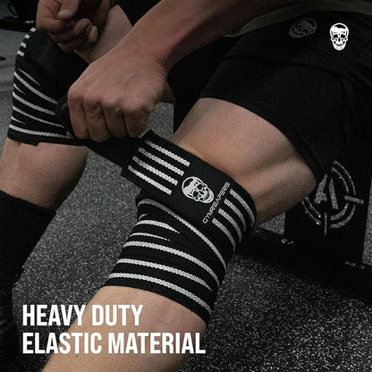 Gymreapers Knee Wraps for Squats and Powerlifting 72 Inch Compression Wraps with Strap for Men & Women Weightlifting Support