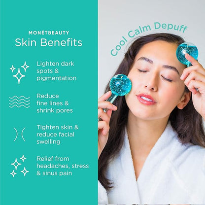 Ice Globes for Face, Freezer Safe and Highly Effective Facial Globes for Daily Beauty Routines, Face Roller to Reduce Puffiness, Enhance Circulation and Complexion (Blue, No Glitter)