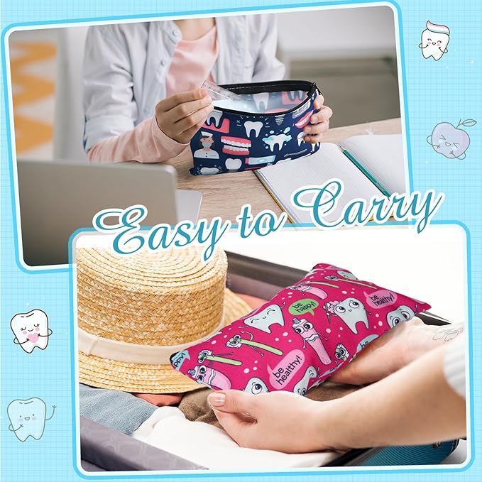 Reginary 20 Pieces Teeth Makeup Bag Teeth Cosmetic Bag for Nurse Women Dental Dentist Gift Makeup Pouch with Zipper Dental Assistant Accessories Toiletry, 7 x 4.3 Inches