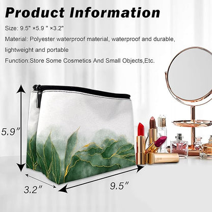 Ginkgo Leaves Elegant Floral Makeup Bag for Purse, Waterproof Funny Cosmetic Bag for Women, Zipper Travel Pouch Gift 9.5×5.9 Inch