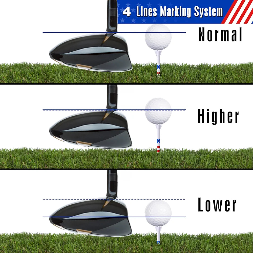 Premium Golf Tees Choose Between 200 Count or 100 Count, Professional Marking System Golf Tees 3-1/4 Inch, Reduce Friction Side Spin More Stable Golf Tees
