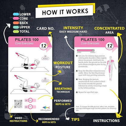 Pilates Workout Cards - 58 Exercise Cards