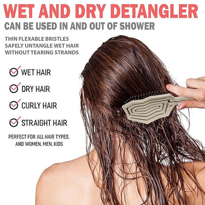 Fiora Naturals Hair Detangling Brush -100% Bio-Friendly Hair Detangler Brush w/Ultra-soft Bristles- Glide Through Tangles with Ease - For Curly, Fine, Women, Men, Kids, Toddlers, Wet and Dry Hair