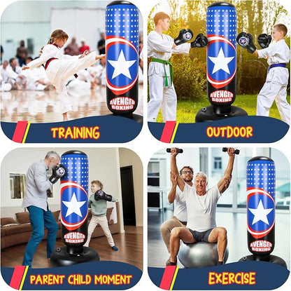 Punching Bag for Kids, 66 Inch Larger Kids Boxing Bag with Gloves, All Star Inflatable Punching Bag for Kids Boxing, Karate, Gifts for Boys Age 3-12