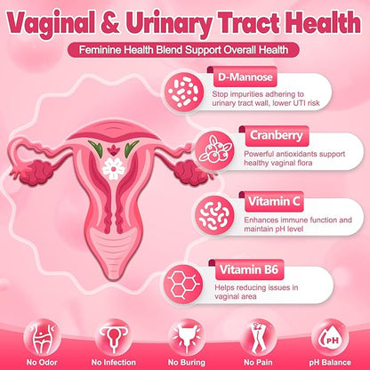 Probiotics for Women 100 Billion CFUs Probiotic and Prebiotics with Digestive Enzymes for Gut Health, Vaginal Probiotics with Cranberry and D-Mannose for Urinary Tract Health, pH Balance, 87 Capsules