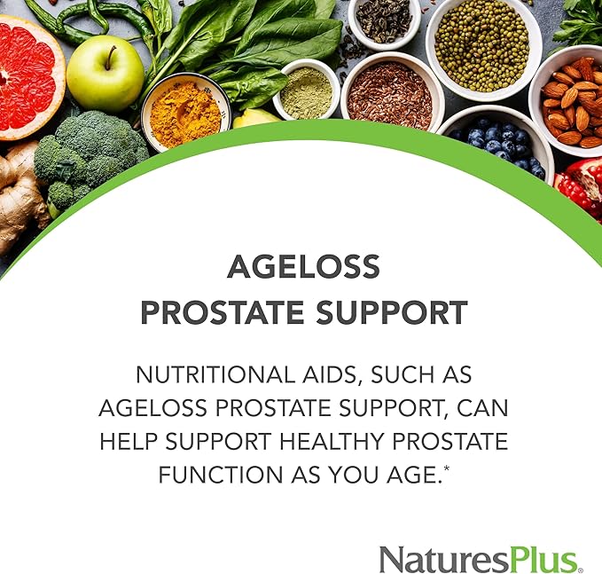 Natures Plus AgeLoss Prostate Support - 90 Capsules - with Zinc, Lycopene, Vitamin E, Pumpkin Seed & Saw Palmetto - Vegetarian, Gluten Free - 30 Servings