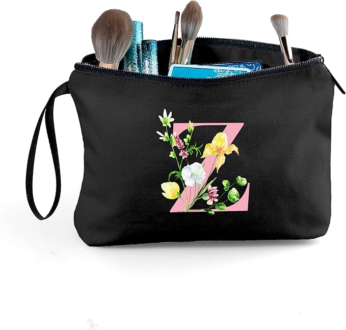 SEAMOON Bride to be Birthday Womens Unique Initial Monogram Gifts for Women Mom Personalized Travel Makeup Cosmetic Bag with Mirror Valentines Mothers Day Christmas Graduation Z