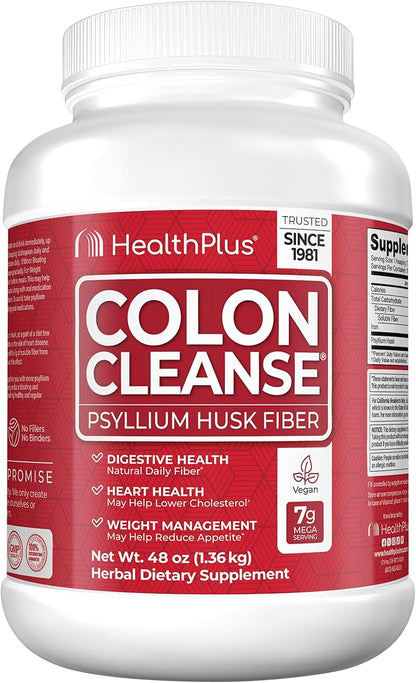 Health Plus Colon Cleanse Digestive Support | All Natural Daily Fiber for Toxin Elimination To Reduce Bloating | Supports Heart Health | 48 Ounces, 194 Servings