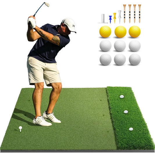 Thickened Dual-Turf Golf Mat: 5x4ft 31mm/21mm Heavy-Duty Golf Hitting Mats Practice Outdoor/Indoor, Elite Dense Artificial Turf Matt Training Aid for Backyard/Garage/Driving Range/Simulators