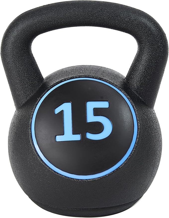 Signature Fitness Wide Grip 3-Piece Kettlebell Exercise Fitness 5 lbs, 10 lbs, 15 lbs 20 lbs, 3 or 4