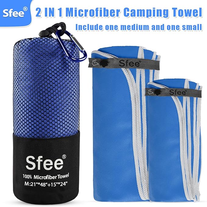 Sfee 2 Pack Microfiber Travel Towel