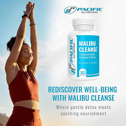 Full Body Detox - Malibu Cleanse Complete Body & Intestinal Cleanse with Senna Leaf, Cascara Sagrada Bark & Aloe Vera - Natural Detox for Men’s & Women’s Health, 30 Capsules