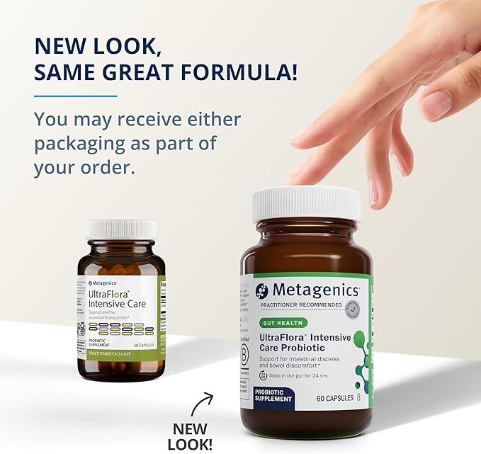 Metagenics UltraFlora Intensive Care Probiotic - Probiotic for Digestive Health* - for Occasional Irritation & Bowel Discomfort* - Immune Support* - Non-GMO & Gluten-Free - 60 Capsules