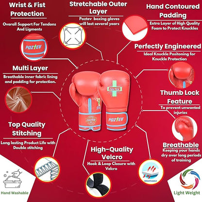 Boxing Gloves for Men & Women Professional Workout Gloves for Sparring, Heavy Bag Training - Muay Thai Focus Mitts Punching Bag Ideal for MMA & Kickboxing Gloves