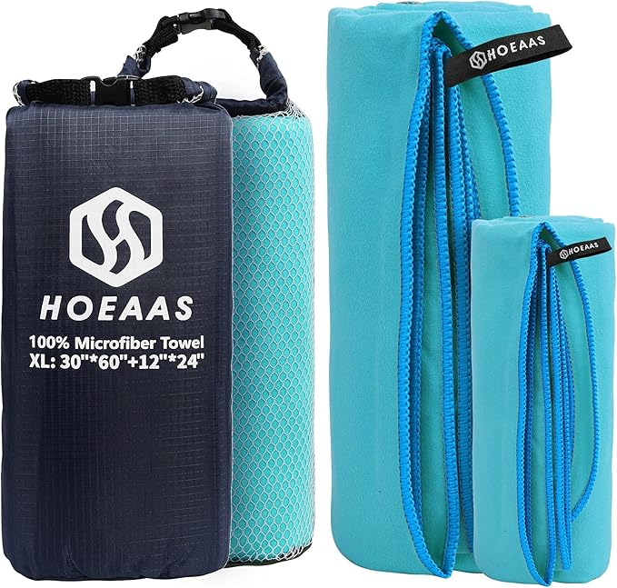 HOEAAS 2 Pack Microfiber Camping Towels