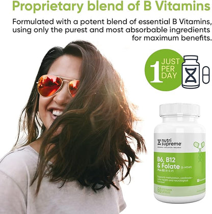 Nutri Supreme, Folate with B6 and B12, Helps Maintain Normal Homocysteine Levels and Cardiovascular Health, 60 Count, Kosher Certified
