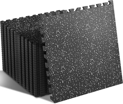 SUPERJARE 0.4 Inch Gym Flooring for Home Gym 24 Tiles 24"" x 24"" Workout (96 sqft),