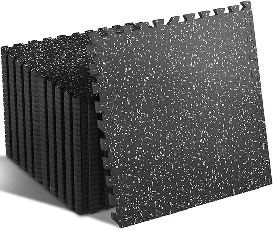 SUPERJARE 0.4 Inch Gym Flooring for Home Gym 24 Tiles 24"" x 24"" Workout (96 sqft),