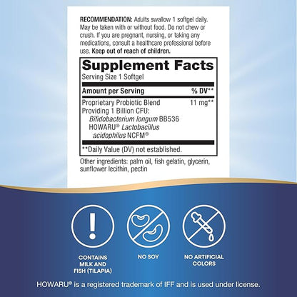 Nature's Way Acidophilus Probiotic Pearls, Supports Digestive Balance and Gut Health*, Protects Against Occasional Constipation and Bloating*, 1 Billion Live Cultures, 30 Softgels (Packaging May Vary)