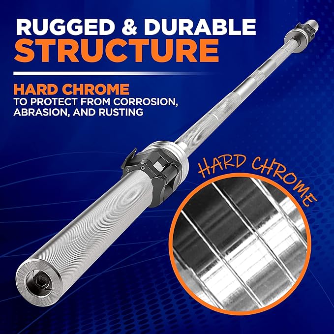 SereneLife Olympic Chrome Barbell Bar - 7- foot