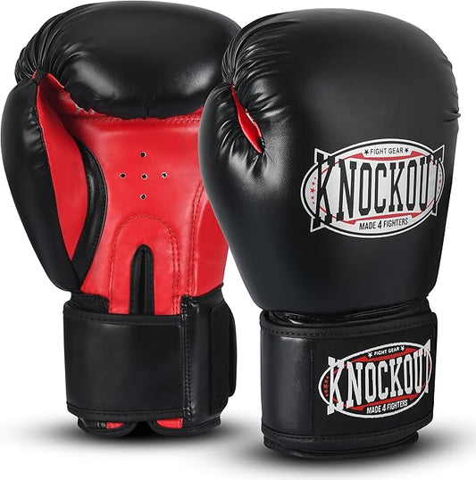 Knockout Gel Boxing Gloves for Men Women - Pro Training Sparring, Maya Hide Leather Muay Thai MMA Kickboxing, Adults-Kids Heavy Bag Workout Gloves for Boxing -Ultra-Wide Wrist Support 10 oz - 16 oz