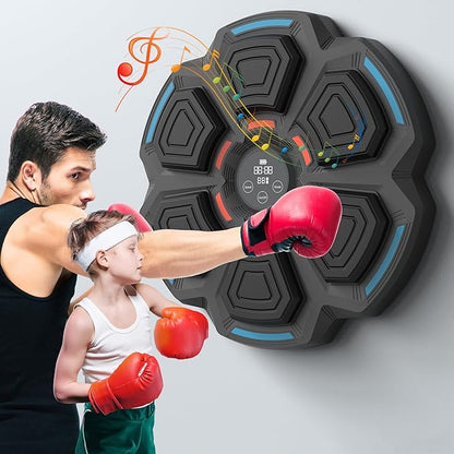Smart Music Boxing Machine for Adults and Kids, Training Machine with LED Electronic Wall Mounted, Home Indoor Workout Equipment with Premium Boxing Gloves