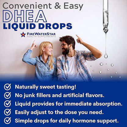 FWS DHEA Liquid Drops - Pure DHEA Supplement for Men and Women - Adjustable Dosing 5mg 10mg 25mg 50mg - Supports Hormone Balance, Vitality, Motivation, Energy, Healthy Aging